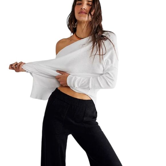 Free People Get Together Tee Long Sleeve‎ White Size Large - Picture 1 of 6